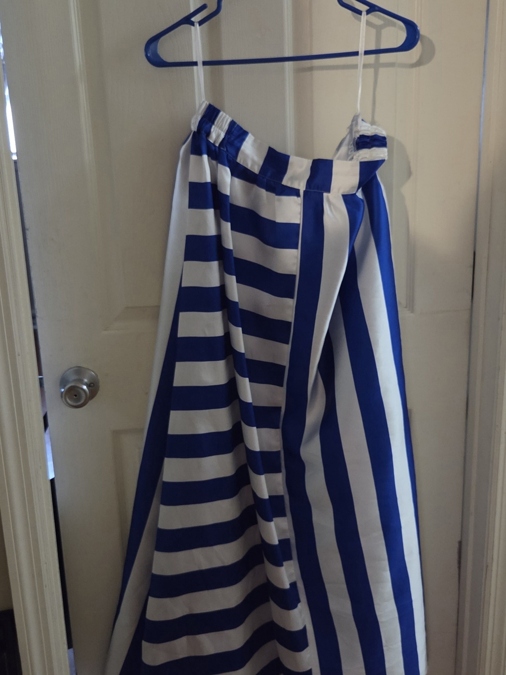 Blue and White Striped Women’s Maxi Skirt